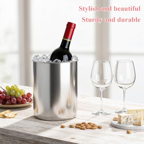 4 Pcs Stainless Steel Wine Ice Bucket, Wine Bottle Cooler, Insulated Champagne Ice Bucket, Keeps Cold for Hours, Fits Most...
