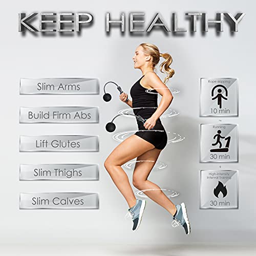 Weighted Jump Rope for Fitness Adjustable Ropeless Bod Rope High Speed Skipping Rope for Workout Weight Loss Cordless Jump...