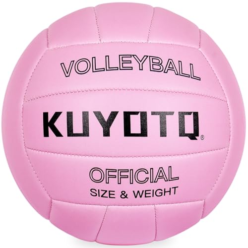 KUYOTQ Pink Volleyball - Official Size 5 Soft Composite Leather Cover, Indoor Outdoor Beach Light Volleyball for Training...