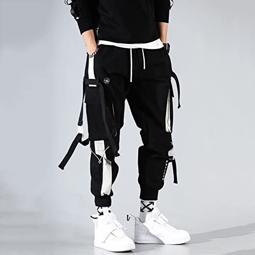 Men's Jogger Pants Hip Hop Punk Trendy Elastic Waisted Loose Fit Cargo Pants Casual Active Sports Gothic Streetwear Trousers