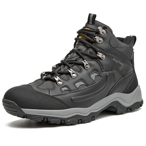 AugTeak Men's Casual Hiking Boots Waterproof Lightweight Mid Top Ankle Boots Comfortable Outdoor Trekking Trails Shoes