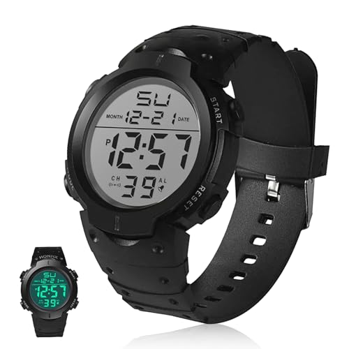 YUEWEESER Mens Digital Sports Watch Women Waterproof Wrist Watches with Large LED Backlight Screen Alarm Date Display for ...