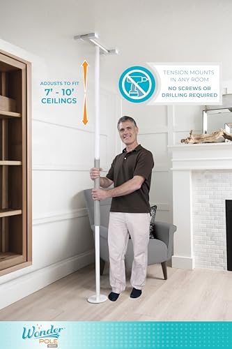 Stander Wonder Pole Slim, Tension Mounted Security-Pole, Elderly Floor to Ceiling Transfer-Pole for Seniors, Bathroom Grab...