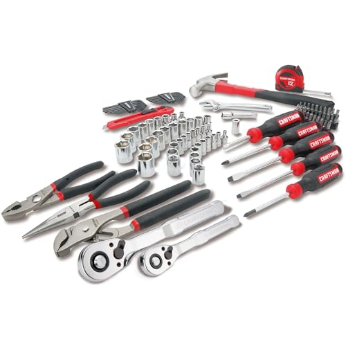 CRAFTSMAN 102-Piece Tool Kit for Home and Car, Durable Hand Tools Set with SAE and Metric Socket Set, Screwdrivers, Wrenc...