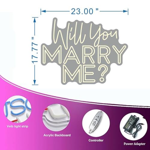 Large Will You Marry Me? Neon Sign Custom Wedding Neon Sign for Marriage Proposal Home Wall Decor Wedding Party w edding B...