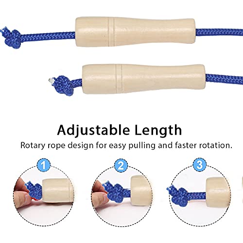16 FT Long Jump Rope for Kids, Adjustable Double Dutch Skipping Rope with Wooden Handle, Multiplayer Team Jumping Rope for...