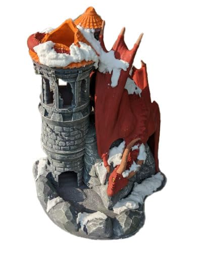 Dragon 3D Printed Dice Tower - Mythic Roll Collection - Unchained Games - Ascend to New Heights with your Rolls! (24.) Silk- Gold & Purple)