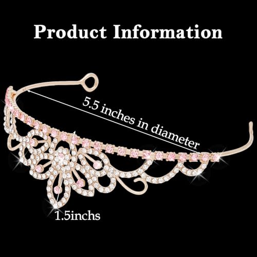 SuPoo Pink Gold Crown Tiaras for Girl Princess Crown Headband Birthday Hair Accessories Princess Decoration for Wedding Pa...