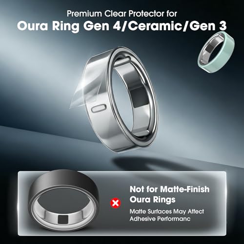 sylacor Ultra-Thin Clear Cover for Oura Ring Gen 4/4 Ceramic/Gen 3, Invisible Anti-Scratch Protective Film, Slim Smart Rin...