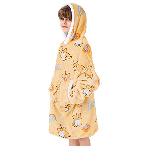 American Trends Wearable Blanket Hoodie, Oversized Sherpa Warm Hoodie Blanket Thick Sweatshirt, Gift for Women Men Girls