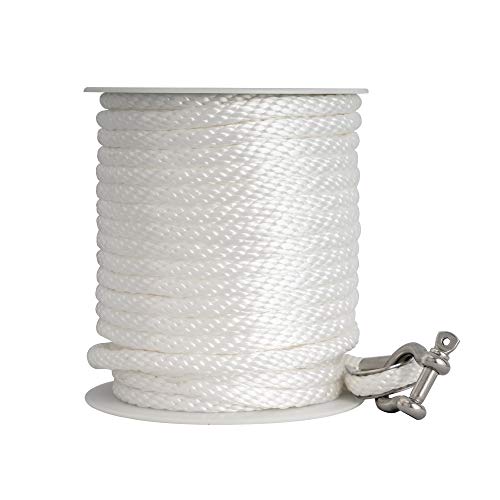 Young Marine Premium Solid Braid MFP Anchor Line Braided Anchor Rope/Line 3/8 Inch 100FT with Stainless Steel Thimble & Sh...