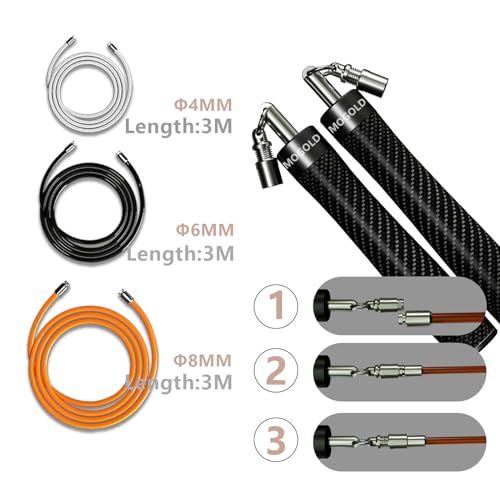 Mogold Weighted Jump Rope for Men Women -Interchangeable 1/5lb 1/4lb 1/2lb Heavy jump ropes - 360 Degree Spin - Length Adj...