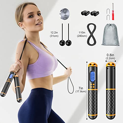 Smart Jump Rope, Multifun Speed Skipping Rope with Weight/Lap/Time/Calorie Counter Adjustable Digital Counting Jump Ropes ...