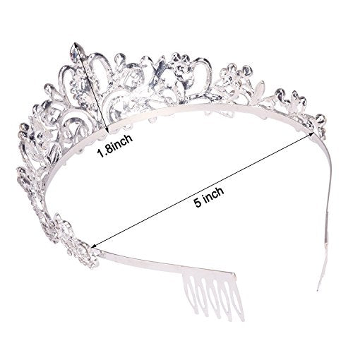 Didder Silver Crystal Tiara Crown Headband Princess Elegant Crown with combs for Women Girls Bridal Wedding Prom Birthday ...