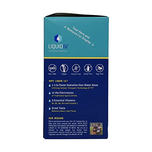 Liquid I.V. Hydration Multiplier, Electrolyte Powder, Easy Open Packets, Supplement Drink Mix (Lemon Lime, 8 Count)