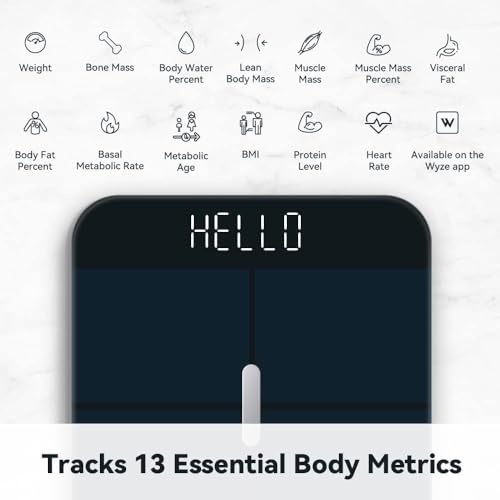 Wyze Smart Scale X - Digital Bathroom Scale for Body Weight, BMI, Body Fat, Muscle Mass, Heart Rate Monitor | Sync with He...