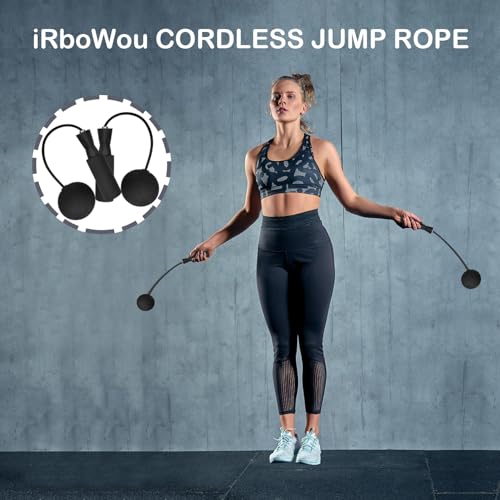 iRboWou Jump Rope Ropeless Skipping Rope for Fitness Training Exercise, Adjustable Weighted Cordless Jump Rope for Men Wom...