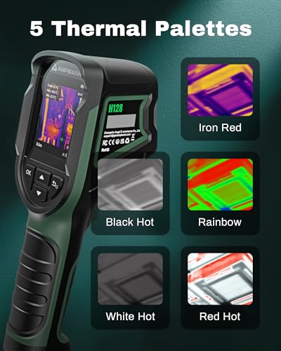 H128 Handheld Thermal Camera, 240 x 240 TISR Resolution, 24h Battery Life Thermal Imaging Camera, 25 Hz Infrared Camera wi...