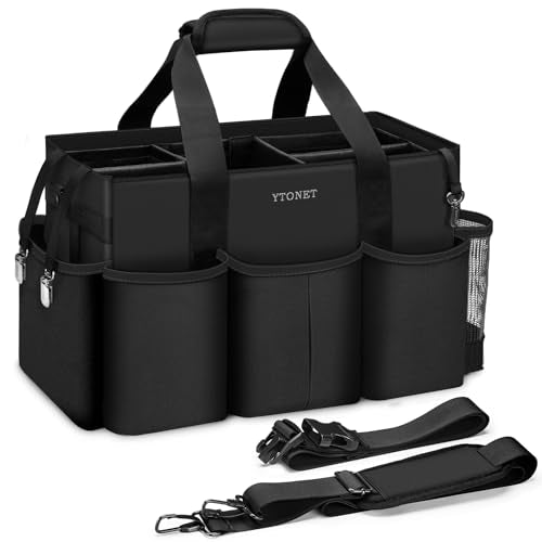 Ytonet Wearable Cleaning Caddy Bag, Large Cleaning Supplies Organizer with 4 Foldable Dividers, Caddy Organizer with Handl...