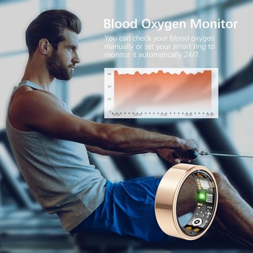 Ring Health Tracker for Women Men, Fit Ring with Heart Rate, Blood Oxygen, Sleep Monitor, Calories, Step Counter, IP68 Wat...