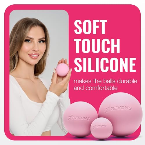REVONS 3 in 1 Massage Ball Set - Lacrosse Balls for Myofascial Release, Back Pain Relief, Face Fitness, Trigger Points, Yo...
