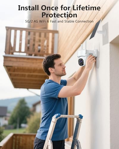 Gianteye 5G&2.4GHz Security Cameras Wireless Outdoor, 2K Cameras for Home Security, Solar & Battery Powered Security Camer...