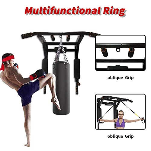ptlsy Wall Mounted Pull Up Bar Multifunctional with Multi-grip Chin Up Bar Heavy Duty Dip Station for Home Gym Indoor Work...