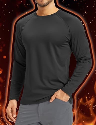 Boladeci Men's Thermal Underwear Tops Fleece Lined Base Layer Long Sleeve Shirts for Cold Weather