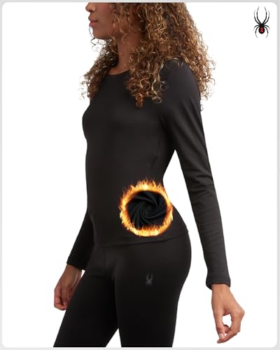Spyder Womens Thermal Underwear Set - 2 Piece Fleece Lined Moisture Wicking Long Johns for Women Base Layer for Cold Weather