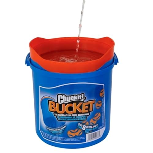 Chuckit! Ultra Ball Dog Toy with Chuckit! Cleaning Bucket, Bouncy Fetch Pet Toys For Dogs 20-60 lbs, Interactive Dog Toys,...