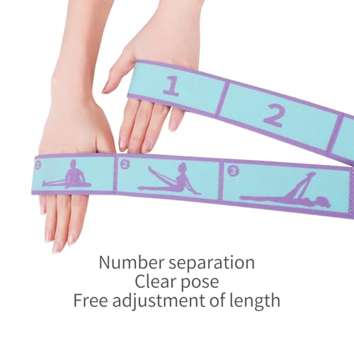 9 Loops Elastic Yoga Strap - Adjustable Stretching Band for Physical Therapy, Dance, Pilates & Gymnastics, Multi-Loop Exer...