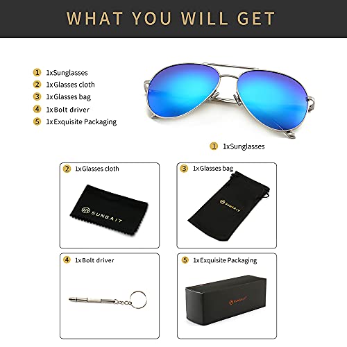 SUNGAIT Women's Lightweight Oversized Aviator Sunglasses - Classic Style Polarized Lens