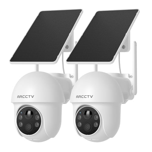 ARCCTV Solar Security Cameras Wireless Outdoor, 4MP 360° View Battery Powered Outdoor Camera, Night Vision with Spotlight,...