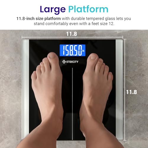 Etekcity Bathroom Scale for Body Weight, Highly Accurate Digital Electronic Weighing Machine for People, LCD Display, Larg...