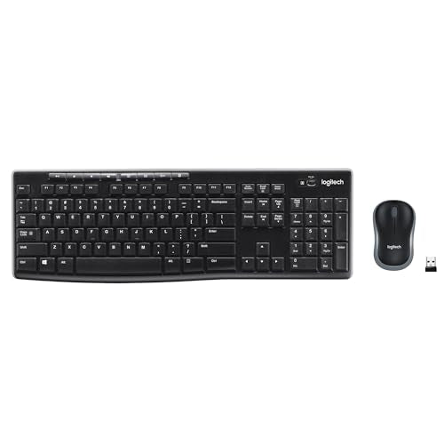 Logitech MK270 Wireless Keyboard and Mouse Combo for Windows, 2.4 GHz, 8 Multimedia Keys, PC, Laptop, Wireless Keyboard Co...