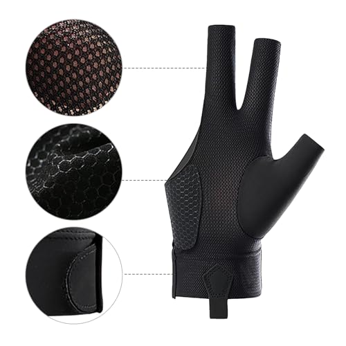 Holiberty 2 Pcs Professional Billiard Pool Gloves for Left Hand Men Women Mesh Nonslip Fingerless Training Shooting Sports...