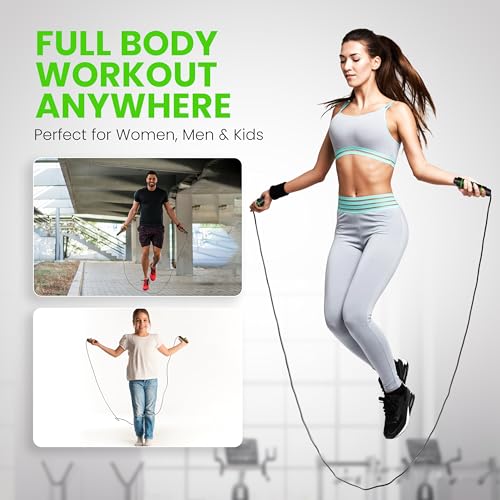 Jump Rope – Speed Jump Rope with Ball Bearings and Adjustable Cable – Jumping Cable for Men, Women, Kids – Ideal for Box, ...