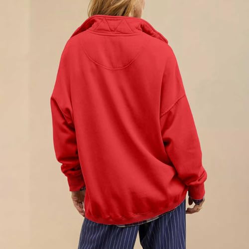 Oversized Sweatshirt for Women Casual Button Henley Neck Pullover Tops Fashion Y2K Sweatshirt Winter Clothes