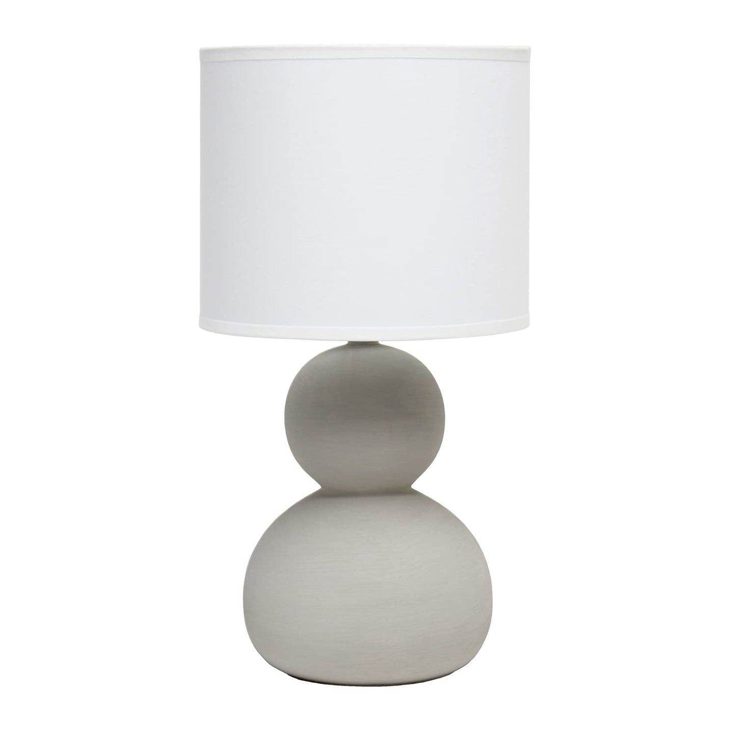 Simple Designs Table Lamp, Stacked Stone Age, 8inL x 8inW x 15.375inH, Ceramic, Taupe Gray, Model LT1116-TAU