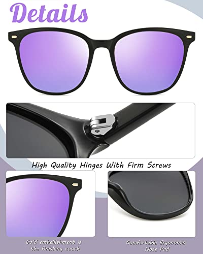Myiaur Polarized Sunglasses for Women, Square Mirrored Trendy Shades with UV Protection Reduce Glare Sun Glasses