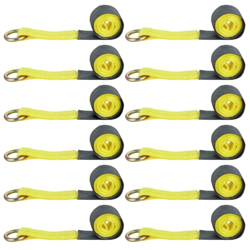 GBACHOOSE 12Pack 2" x 8 Ft Lasso Straps with D Ring, D Ring Straps for Wheel Lift, Wrecker, Rollback, Tow Truck(11, 000 Lbs)