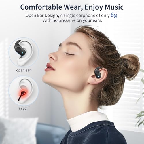 Eigsupia Open Ear Headphones, Bluetooth Headphones 5.3 Sports with Smart Digital Display, 36H Playtime, IP54 Waterproof, W...