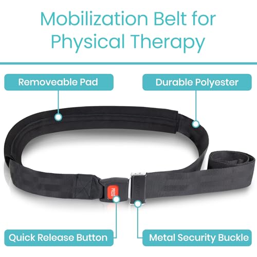 Vive Mobilization Belt for Physical Therapy with Buckle - Manual Traction Stretching Band - PT Traction Strap Belt for Str...