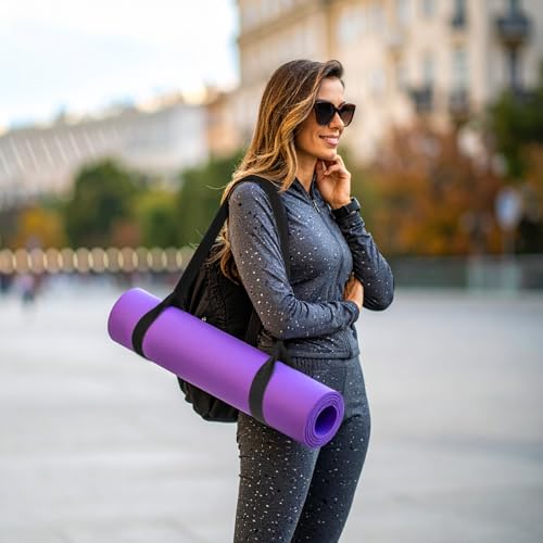 Xindojuz 2 PCS Yoga Mat Strap for Carrying [mat Not Included] Adjustable Yoga Mat Sling Band Easy-Cinch Mats Holder Stretc...