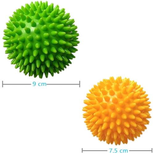 AppleRound Spiky Massage Balls, 7.5 cm & 9 cm Combo Pack, Stress Reflexology, Muscle Therapy, Tension Relief, Porcupine Se...