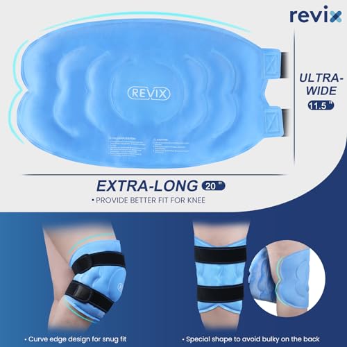 REVIX 20‘’ XXXL Knee Ice Pack Wrap Around Entire Knee, Extra Large Ice Pack for Leg Discomfort Reducing, Cold Compress The...