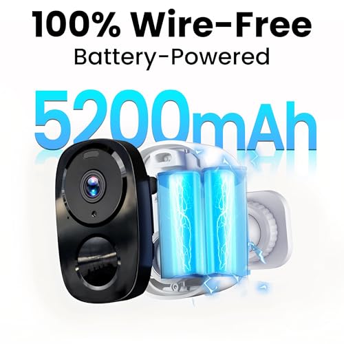 2025 Upgraded 2K Security Cameras Wireless Outdoor, Free Cloud Storage, 1-6 Months Battery Life, Waterproof, 2-Way Talk, A...