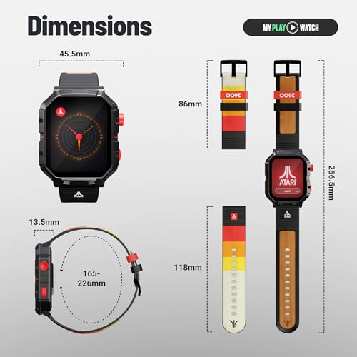 My Play Watch Atari 2600, Retro Gaming Smart Watch with Selective Tech, All Day Fitness Tracker, Built-in Centipede™, Pon...