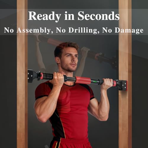 Pull Up Bar for Doorway, Adjustable Chin Up Bar with Smart Lock Mechanism, No Screws Strength Training Equipment for Home ...
