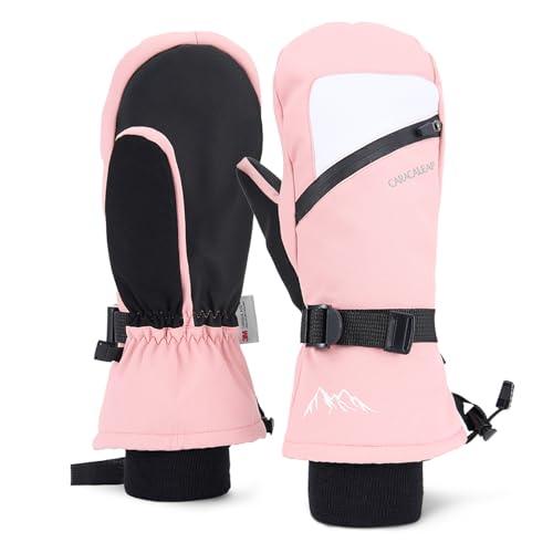 Caracaleap Winter Ski Mittens for Men Women Cold Weather- Warm Snowboard Mittens Gloves Waterproof Snow Sports Mitts Gloves